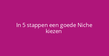 In 5 stappen een goede Niche kiezen